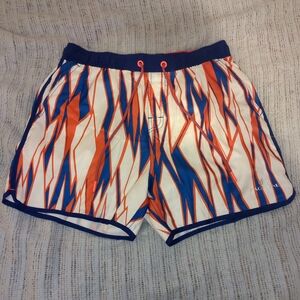 Page One Multicolor Geometric Print Polyester Mesh Lined Swim Trunks Size Large
